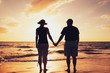 Senior Couple Enjoying Sunset at the Beach