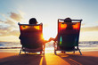 Happy Romantic Couple Enjoying Beautiful Sunset at the Beach