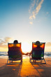 Happy Romantic Couple Enjoying Beautiful Sunset at the Beach