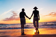 Senior Couple Enjoying Sunset at the Beach
