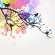 Vector Branch with birds on an abstract background