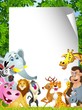 Animal cartoon with blank sign