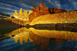 Towers with reflection at sunrise, Torres del Paine National Par