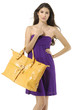 portrait of girl with modern bag., portrait