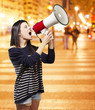 woman with a megaphone woman with a megaphone