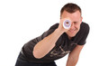 Photo: Junger Mann blickt Junger Mann blickt