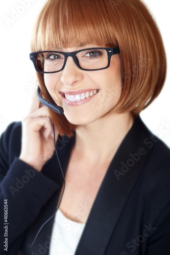 Foto: young woman operator young woman operator