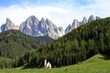 Chapel and Dolomites Alps, unesco natural heritage of Italy