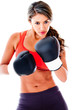 Fit woman boxing