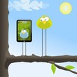 Two funny birds in the tree