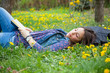 Portrait of cute teenage girl relaxing in spring park Portrait of cute teenage girl relaxing in spring park