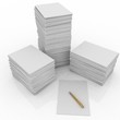 big pile of paper and pen on white background big pile of paper and pen on white background