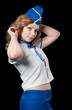 Young beautiful air hostess Young beautiful air hostess