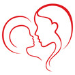 Mother and child sketch inside heart shape