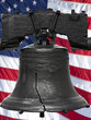 Isolated statue of the authentic Liberty Bell, Philadelphia, PA