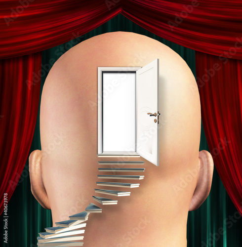 Illustration: Stairs lead up to Door to mind Stairs lead up to Door to mind
