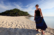 women standing on sea beach with relax emotion