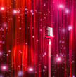 Classic Microphone with Colorful Curtains