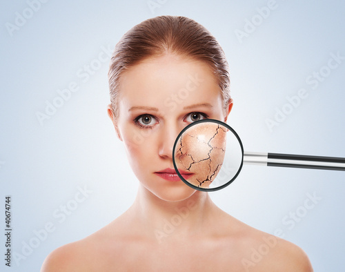 Photo: concept of cosmetic effects, treatment and skin care. face of y concept of cosmetic effects, treatment and skin care. face of y