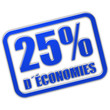 Stempel blau glas 25% D´ÉCONOMIES