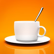 White cup isolated on orange background