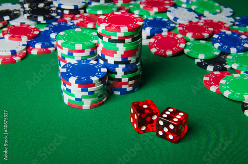 Photo: Many cards and casino chips Many cards and casino chips