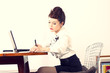 sexy working, female model working pose with laptop. sexy working, female model working pose with laptop.