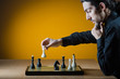 Chess player playing his game
