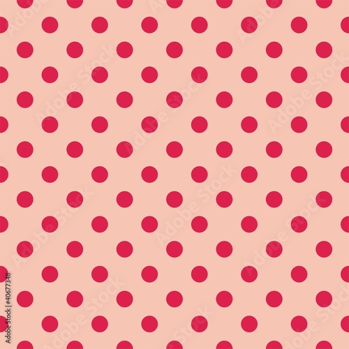 Vektor: Red dots, baby pink background retro seamless vector pattern Red dots, baby pink background retro seamless vector pattern