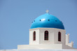 Blue dome of Panagia of Platsani church, Oia, Santorini, Greece.