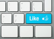 Part of laptop keyboard with blue Like key Part of laptop keyboard with blue Like key