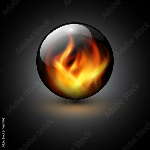 Vector: Sphere with vector flames background Sphere with vector flames background