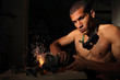 Man working with a angle grinder
