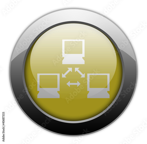 Illustration: Yellow Metallic Orb Button "Network" Yellow Metallic Orb Button "Network"