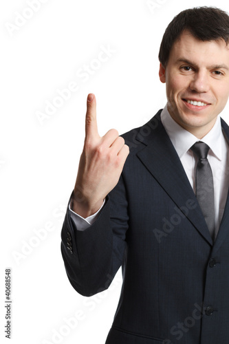 Foto: manager zeigt den finger hoch manager zeigt den finger hoch