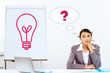 Young woman generating ideas in office