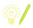Light bulb painted yellow marker.