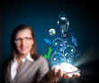 Business woman holding a mobile phone