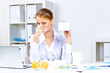 canvas print picture - People with cold and flu  at work place