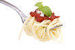 Spaghetti with tomato sauce on a fork Spaghetti with tomato sauce on a fork