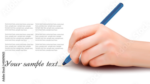 Vetor: Hand with pen writing on paper. Vector illustration. Hand with pen writing on paper. Vector illustration.