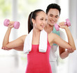 Fitness Smiling young man and woman