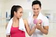 Fitness Smiling young man and woman