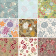 set of seamless floral background