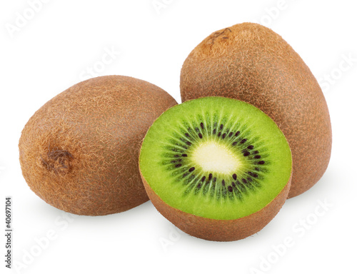 Photo: Ripe kiwi fruits with half Ripe kiwi fruits with half