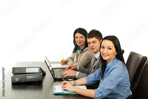 Photo: Cheerful business people in office Cheerful business people in office