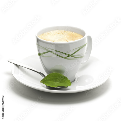 Photo: stevia plant and coffee cup stevia plant and coffee cup
