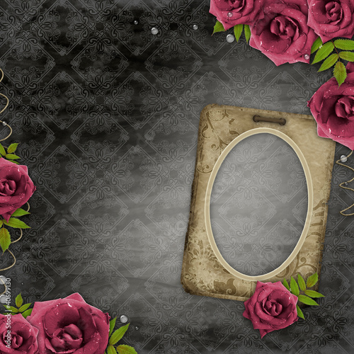 Illustration: Old frame on vintage background Old frame on vintage background