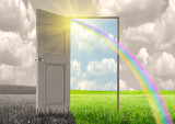 Sun rays passing through an open door
