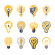 Light bulb idea. Vector logo template set. Collection of design
